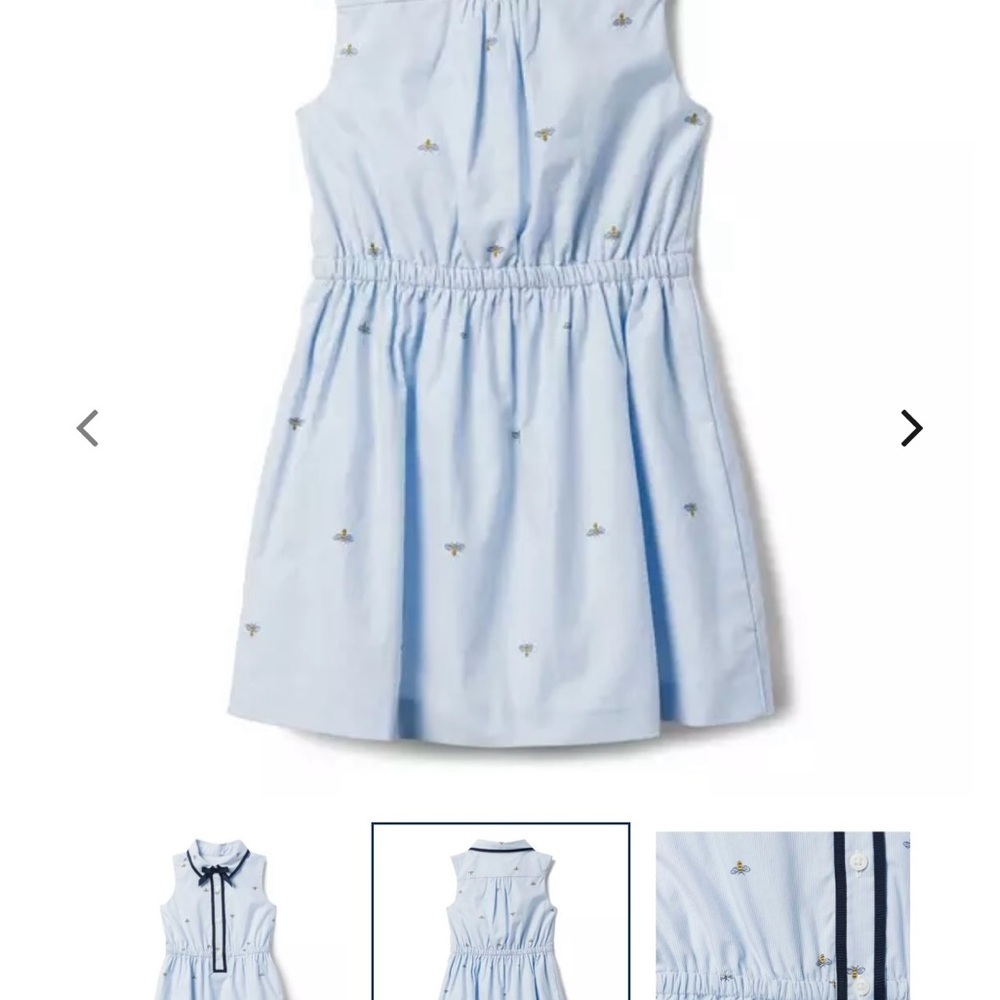 Janie and Jack Light Blue Dress with Navy Trim - Picture 2 of 6